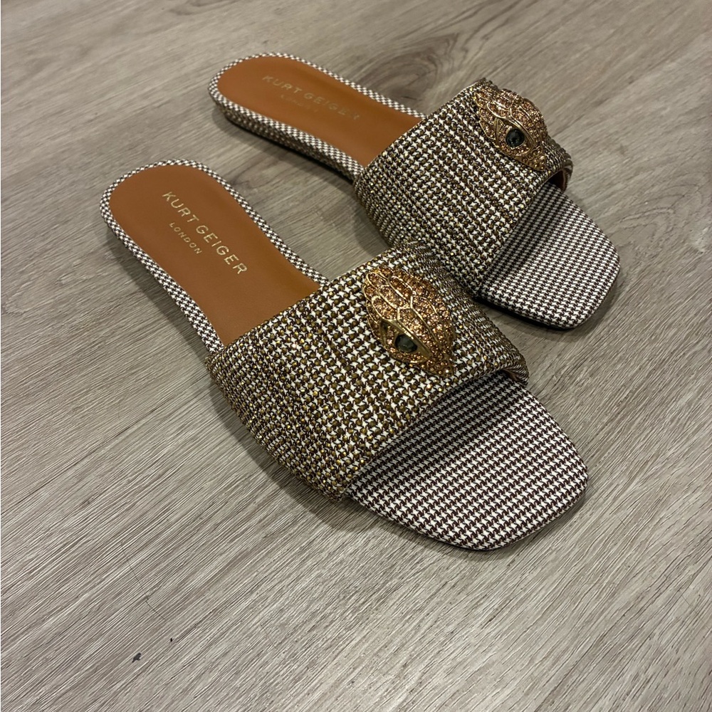 Kurt Geiger London Women's Kensington Crystal-Embellished Slide Sandals 38.5